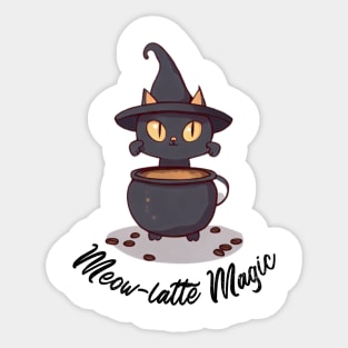 Meow-latte Magic | Witch Cat's Potion Sticker